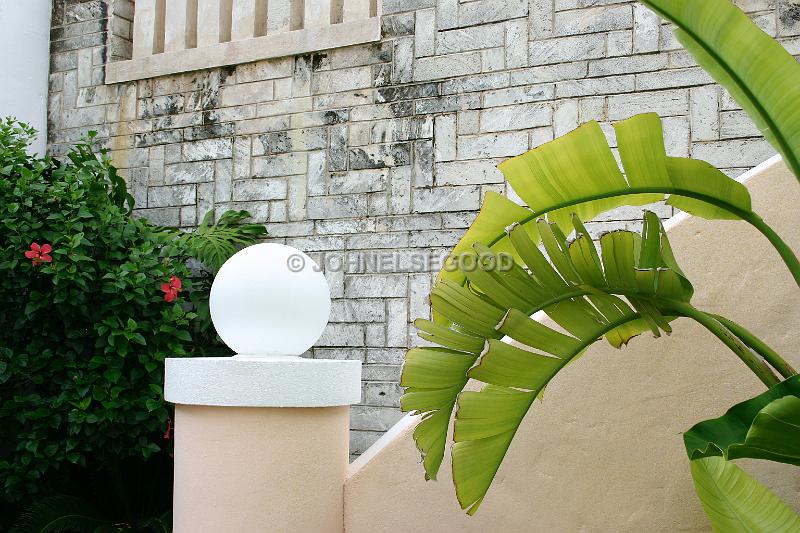 IMG_JE.HAM56.JPG - Stairway, Hibiscus and Banana Tree at Ace, Hamilton, Bermuda